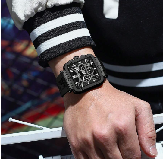 REWARD RD833569M Men's Skeleton Chronograph Watch — All Black Edition