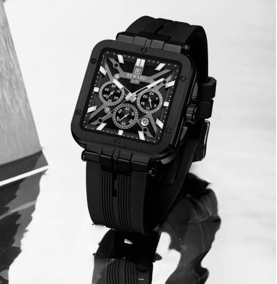 REWARD RD833569M Men's Skeleton Chronograph Watch — All Black Edition