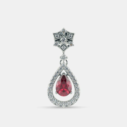 RED RUBY DIAMOND EARRING - 925 SILVER