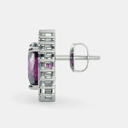 PURPLE AMETHYST OVAL EARRINGS 925
