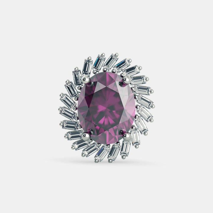 PURPLE AMETHYST OVAL EARRINGS 925 detail view