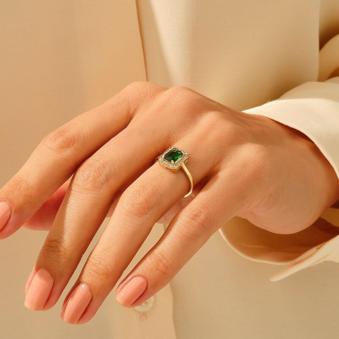Square Emerald Ring - 925 SILVER