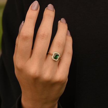 Square Emerald Ring - 925 SILVER
