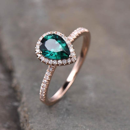 GREEN PEAR RING