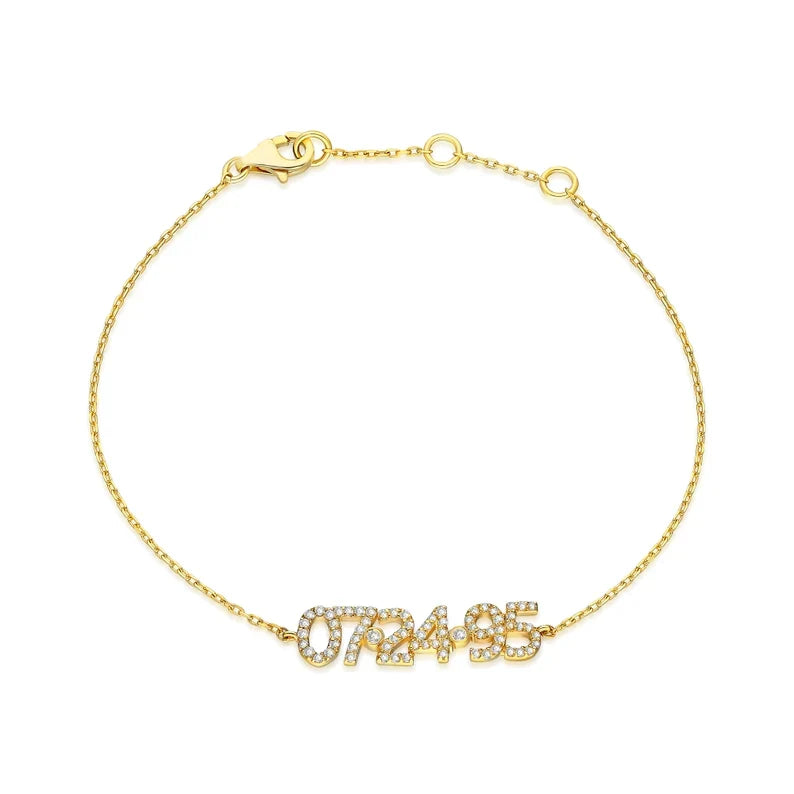 Diamond Date-Number/Name Bracelet detail view