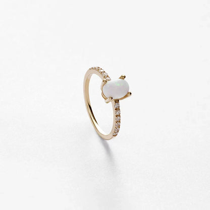 Oval Opal Solitaire Ring | 925 SILVER