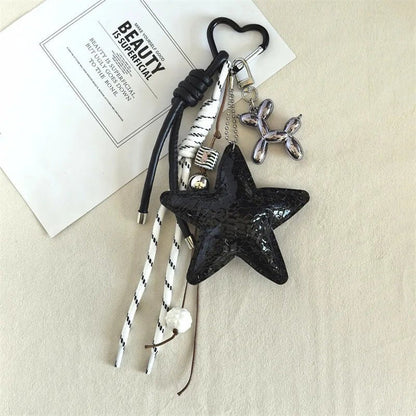 Vegan Leather Star Keychain Pendant