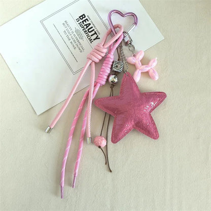 Vegan Leather Star Keychain Pendant
