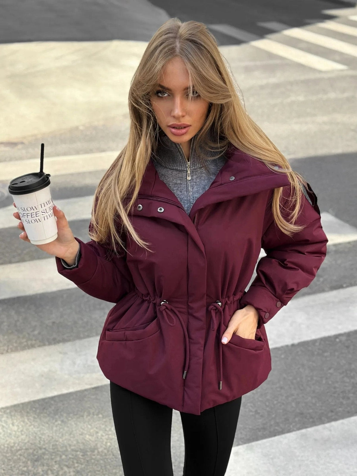 Mary Oversized Drawstring Waist Puffer Jacket