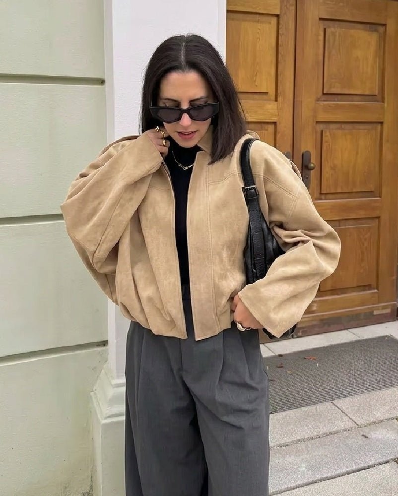 Ellie Faux Suede Oversized Zip Jacket
